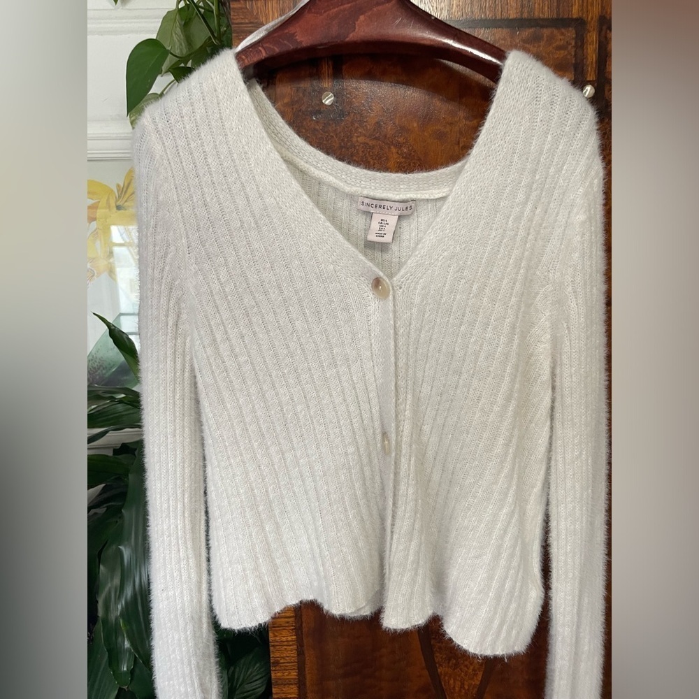 Sincerely Jules Fuzzy Soft Cardigan Sweater Size L